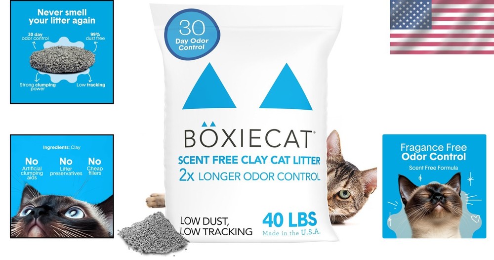Boxie Unscented Long-Lasting Clumping Cat Litter 40 lb-*