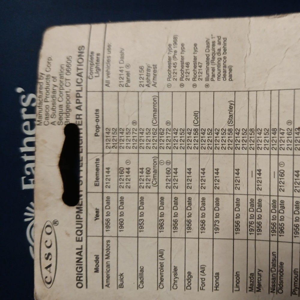 Vintage Cigarette Lighter, Original Equipment Replacement Unit