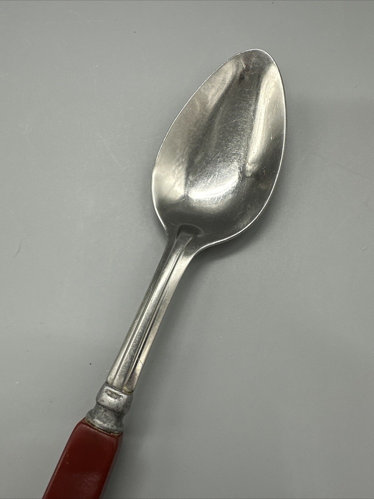 MCM Retro Two Color Red & Butterscotch Yellow Bakelite Spoon