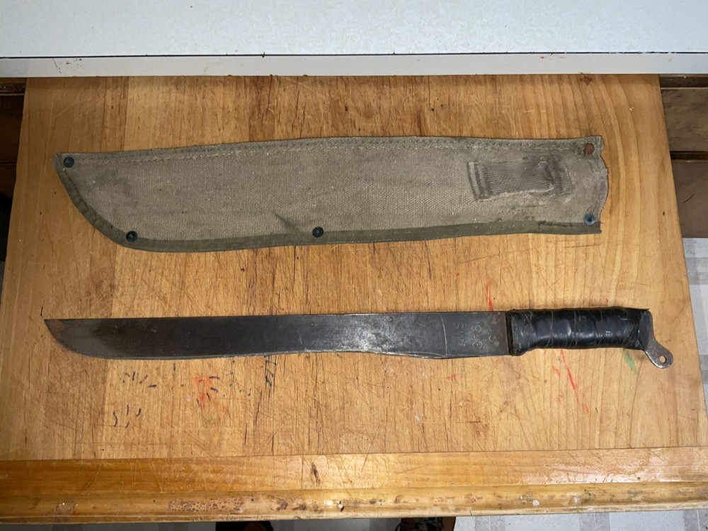 WW2 US MARINE CORPS 1943 MACHETE 18" Blade W/ Sheath