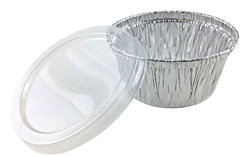 4 oz. Aluminum Foil Cup w/Clear Flat Lid 100 PK - Utility/Cupcake/Ramekin/Muffin