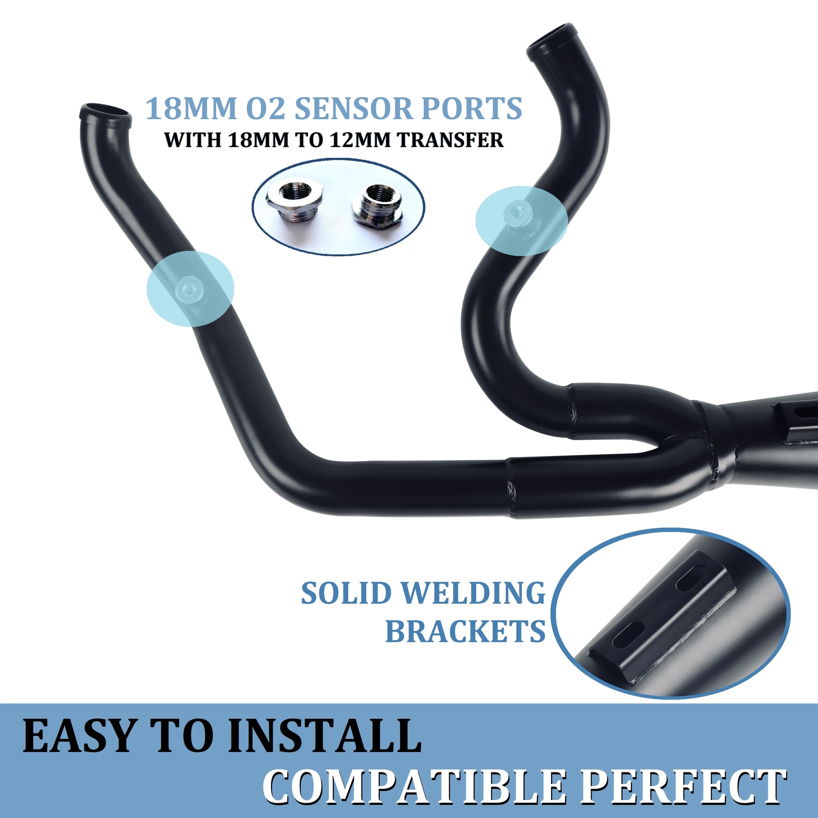 SHARKROAD Ceramic No-Fading Head Pipes for Harley Exhaust Header 95-16 Touring