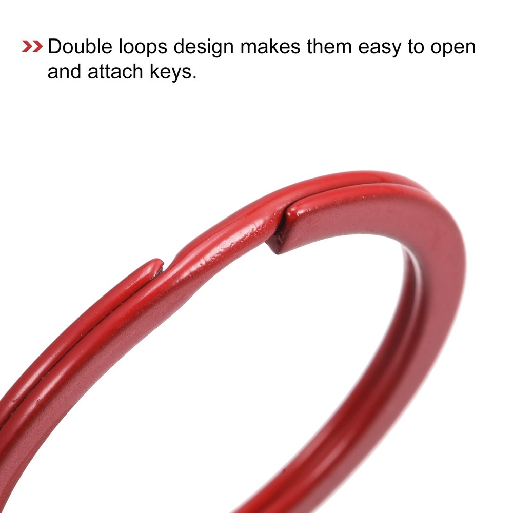 Split Keychain Rings 30mm/1.2inch Round Flat Key Holder Red 24Pcs