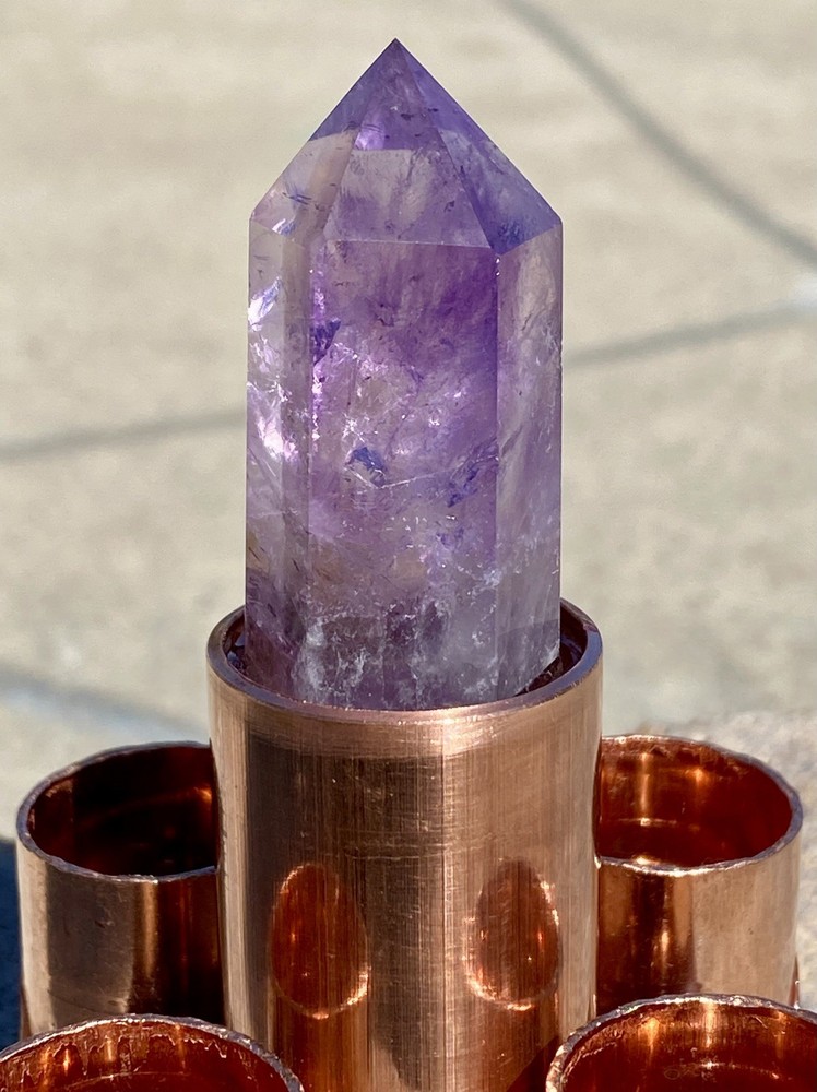 Orgone Cloudbuster with Amethyst Scepter Point - Copper Pipe - EMF Protection