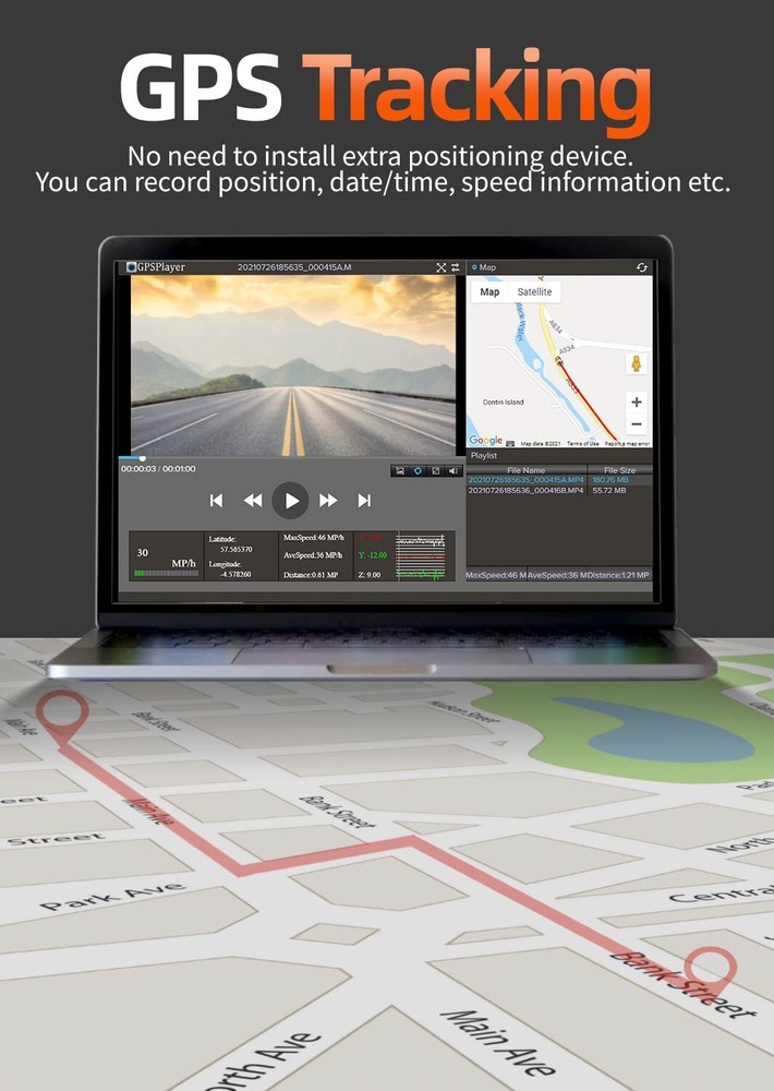WOLFBOX Mirror Dash Camera 1080P MINI USB Front and Rear View Dash Cam