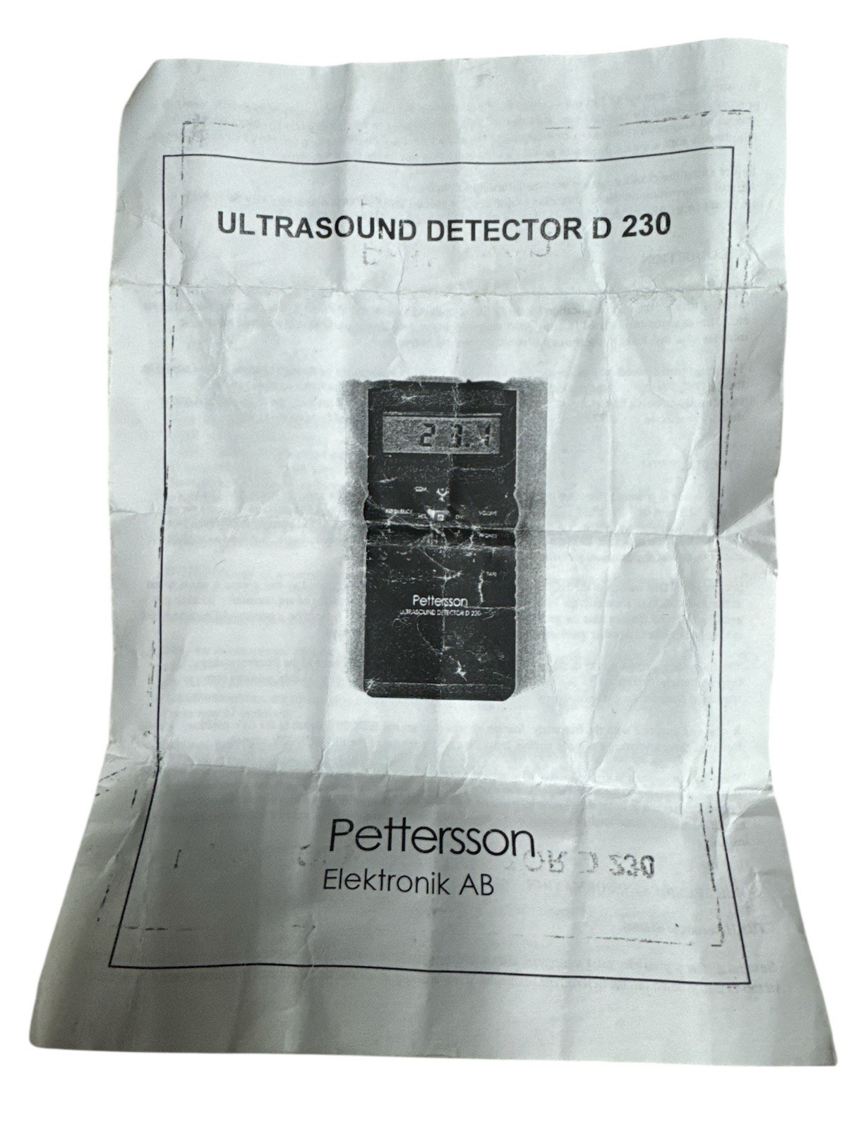 Pettersson Ultrasound Detector D 230 With Case