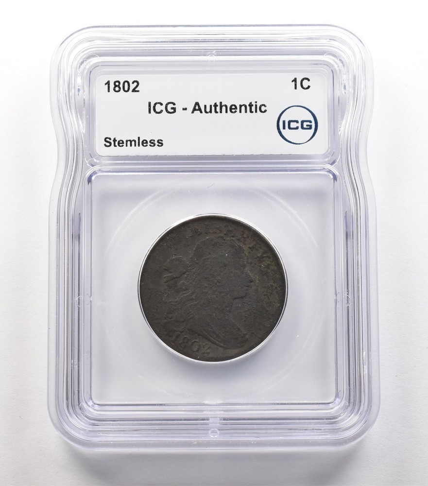 1802 Draped Bust Large Cent Stemless Authentic ICG *5603