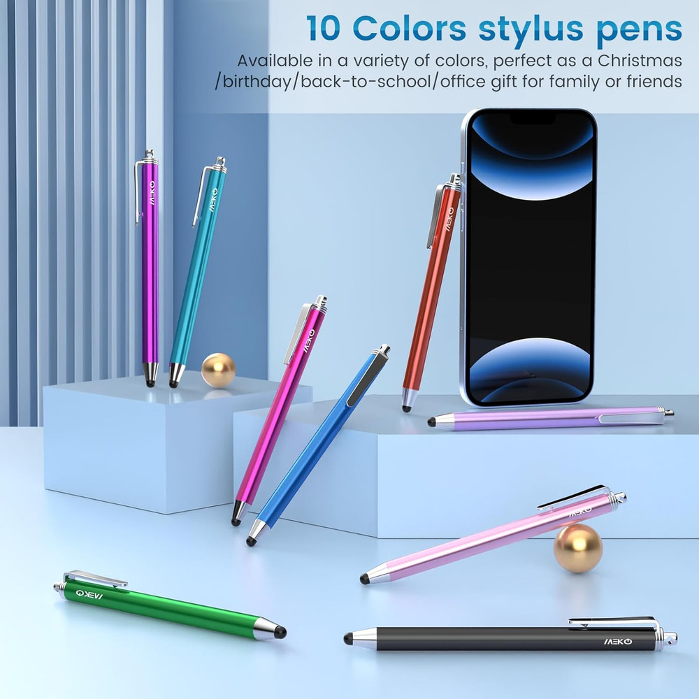 Stylus Pens for Touchscreens,Meko 10 Pack Thin Rubber Tip Stylus Replaceable Tip