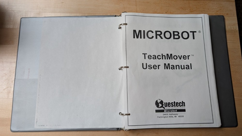 Microbot Teachmover Robot Arm w/ User Guide, Power Supply and Cable TESTED/VIDEO