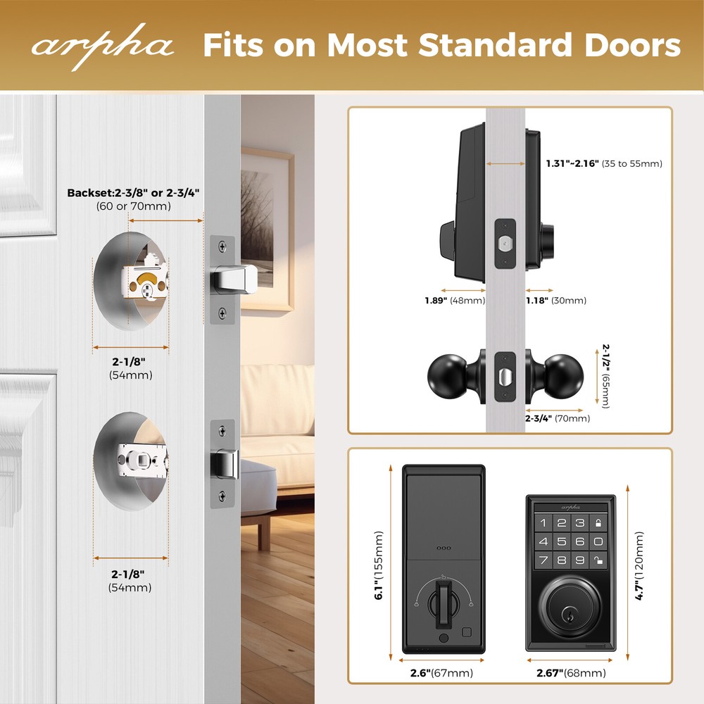 ARPHA Smart Ball Lock+Keypad Lock Keyless Entry App Control AntiPeeping Password