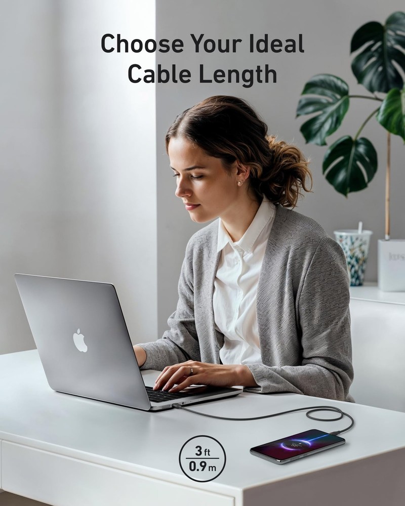 Anker Type C Cable，2 Pack USB A to C Flow Cord, Fast Charging 3ft, Black