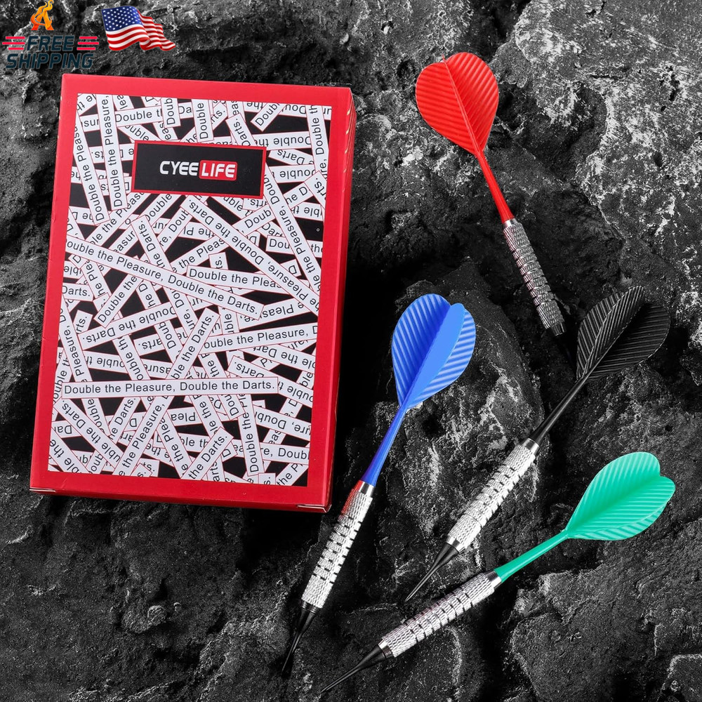 Cyeelife Plastic Tip Darts,12Pcs Soft Darts Set with 100 Plastic Tips for Electr