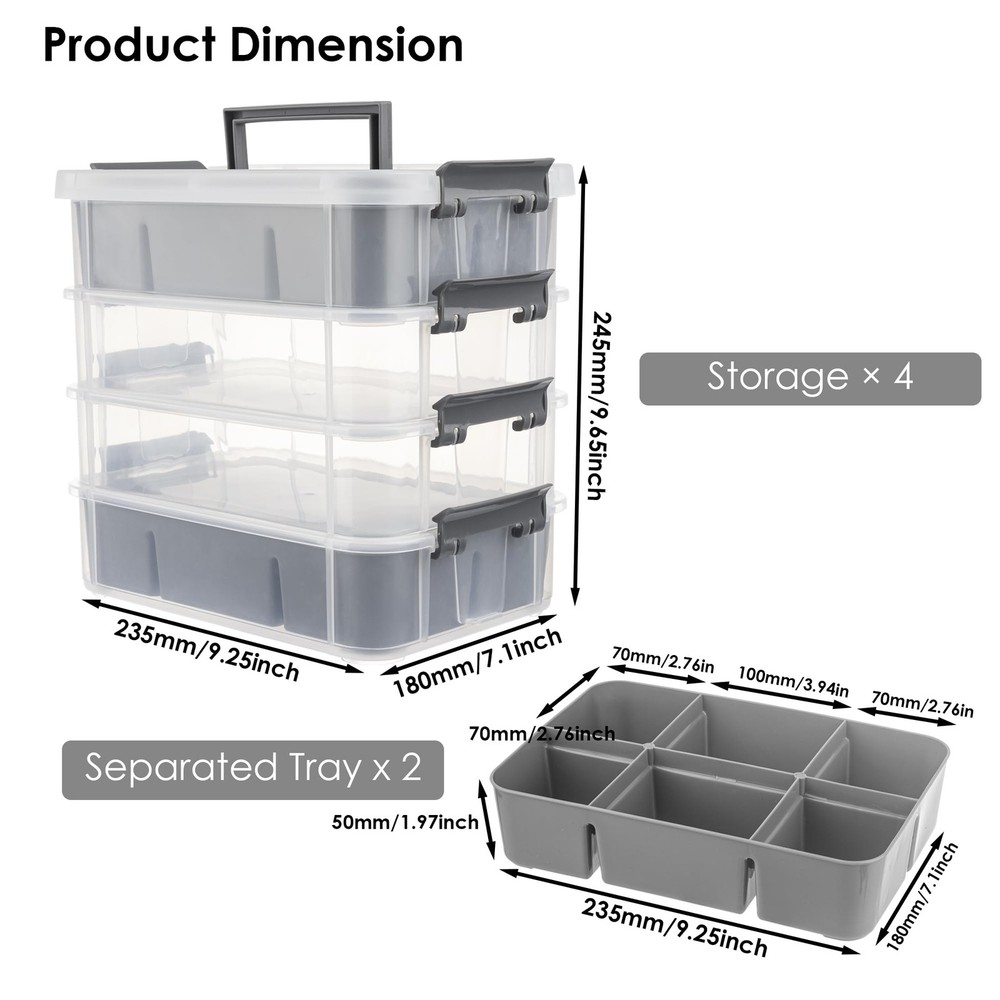 Grey&White Modern Plastic Storage - 4-Layer Durable Craft Storage Containers ...