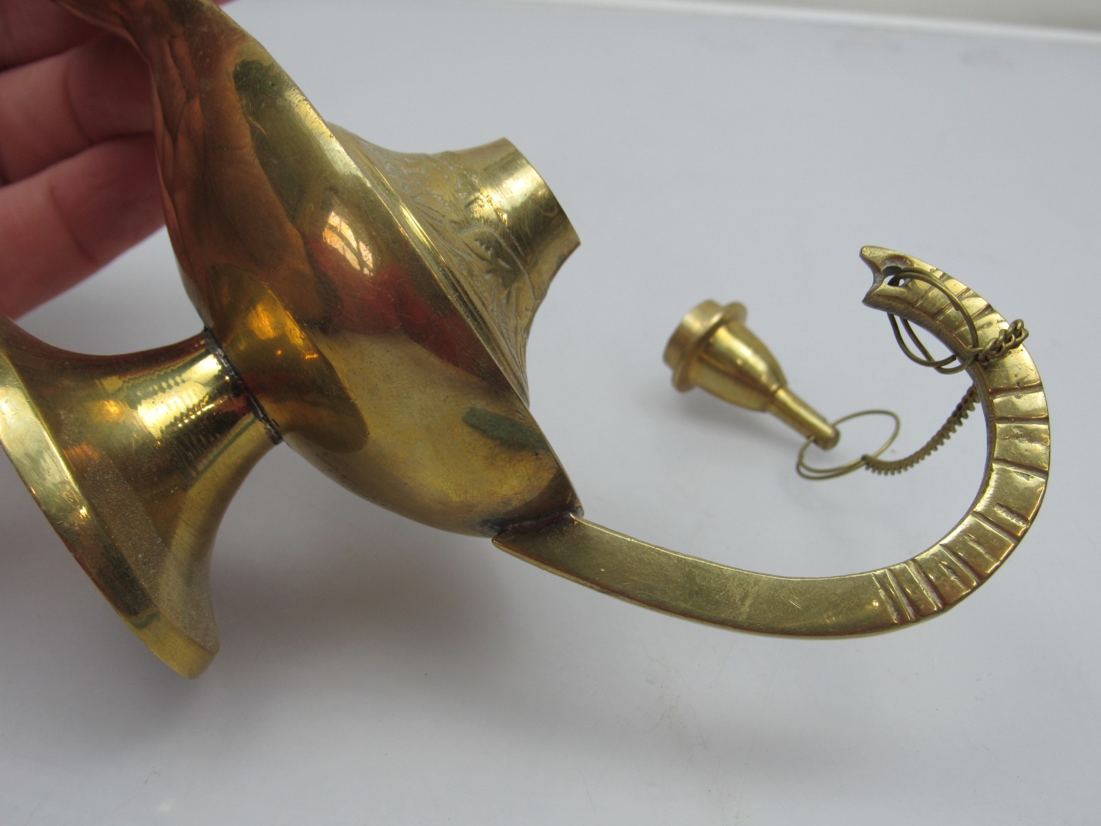 Vintage Brass Aladdin Genie Oil Lamp Incense Burner