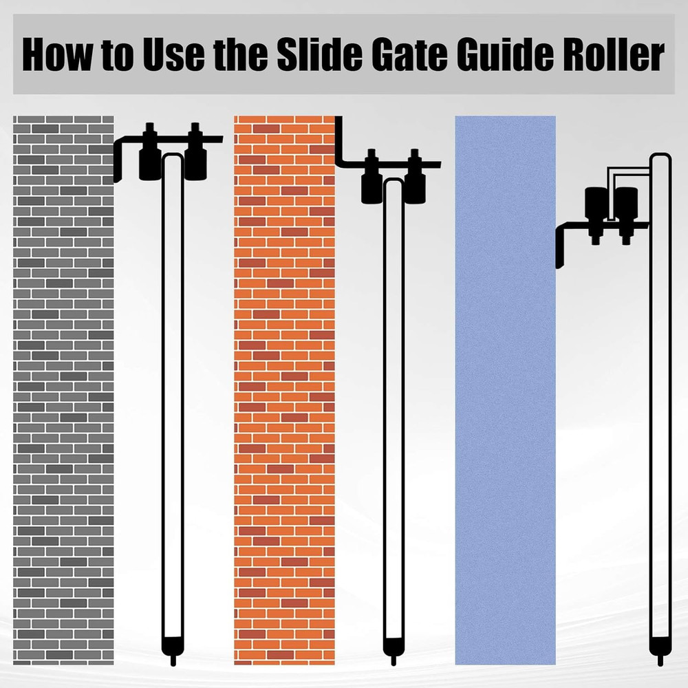 4 Pack Slide Gate Guide Roller Adjustable Dual Nylon Rollers with L Rear Post Br