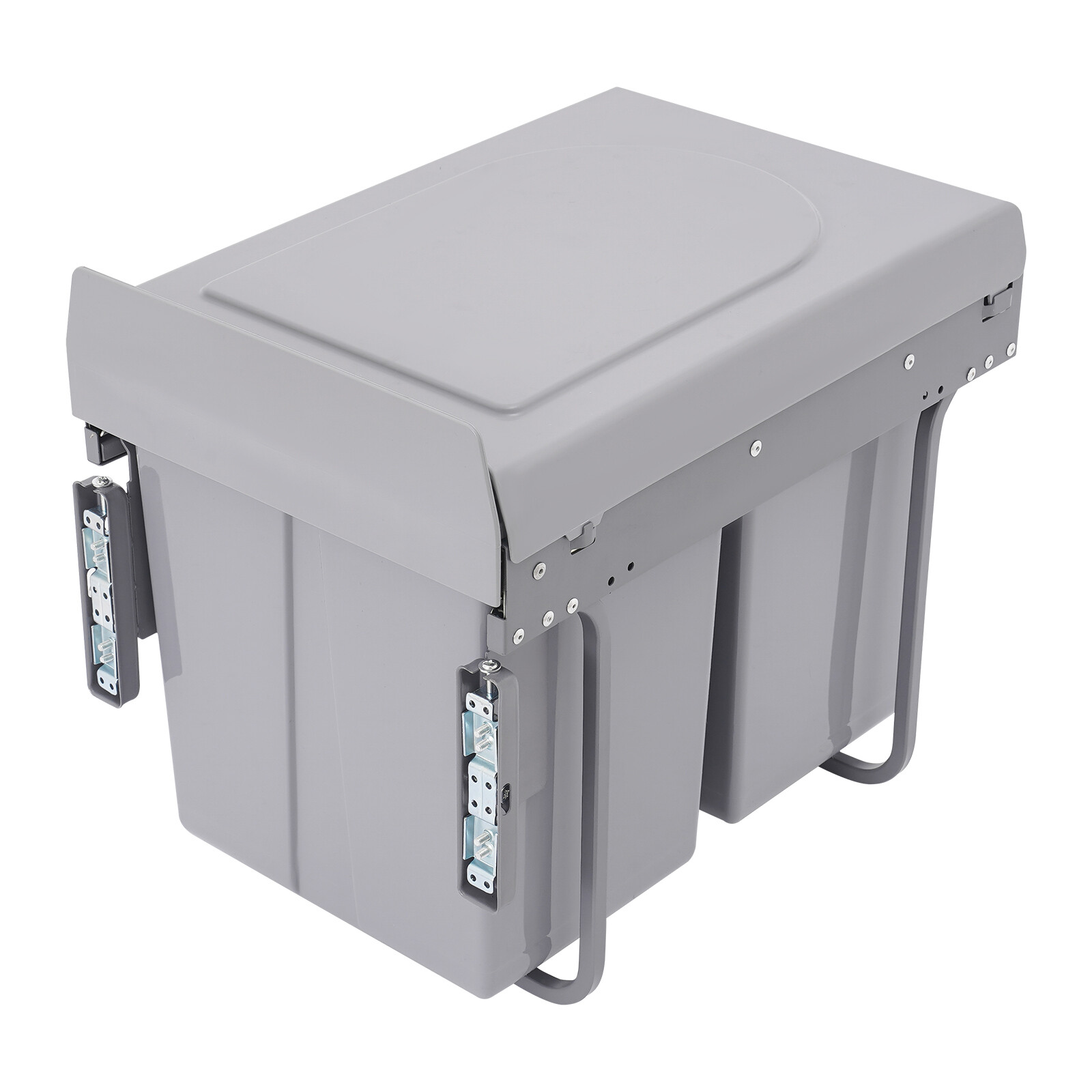 4.4Gal Under Cabinet Dual Pull-Out Trash Can Kitchen 20L Sliding Waste Bin Grey