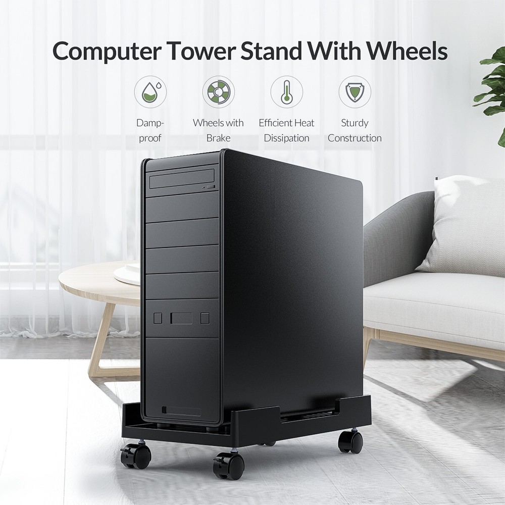 ORICO Mobile CPU Stand Adjustable Computer Tower Desktop Holder +4 Caster Wheels