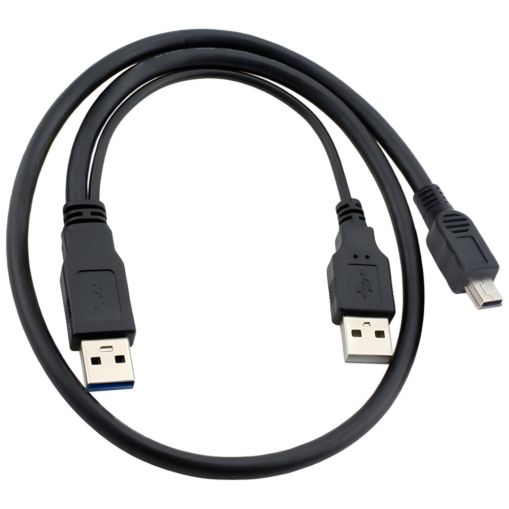 USB Dual Power For Y Shape 2x Type A- Mini B Cable, 18"
