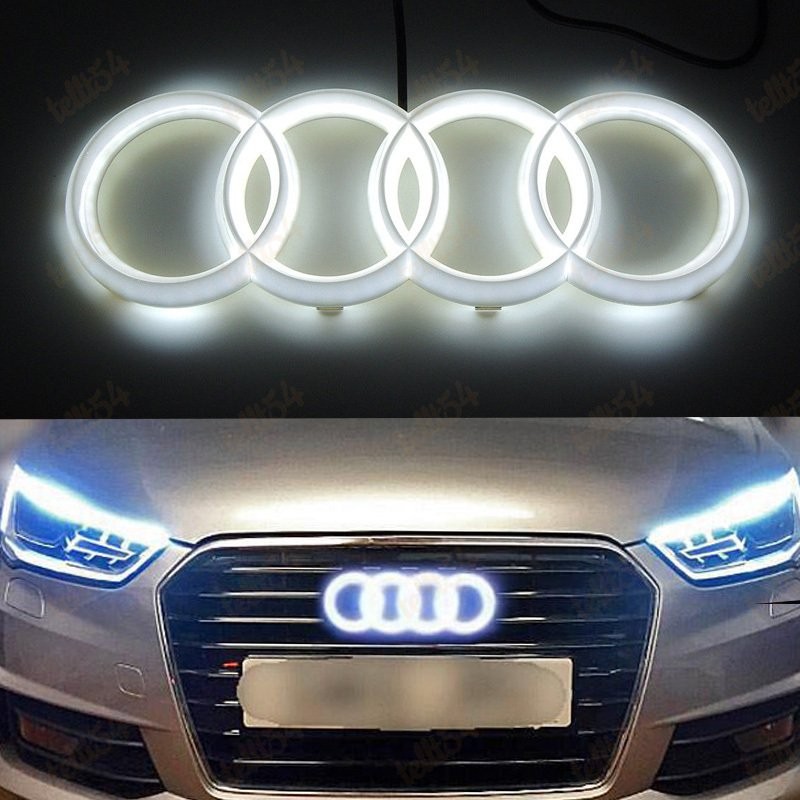 Chrome For Grille Front Hood A1 A3 A4 A5 A6 A7 Q3 Q5 Q7 SQ7 TT LED Emblem White