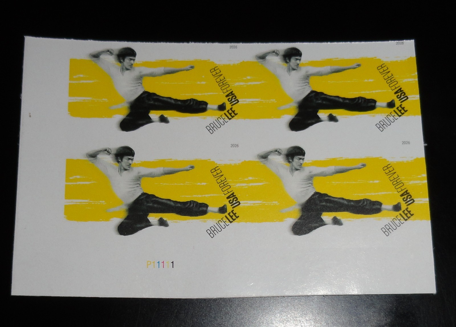 US SC# #6055 Imperf Bruce Lee Plate Block of 4 Imperforate No Die Cuts Lot B