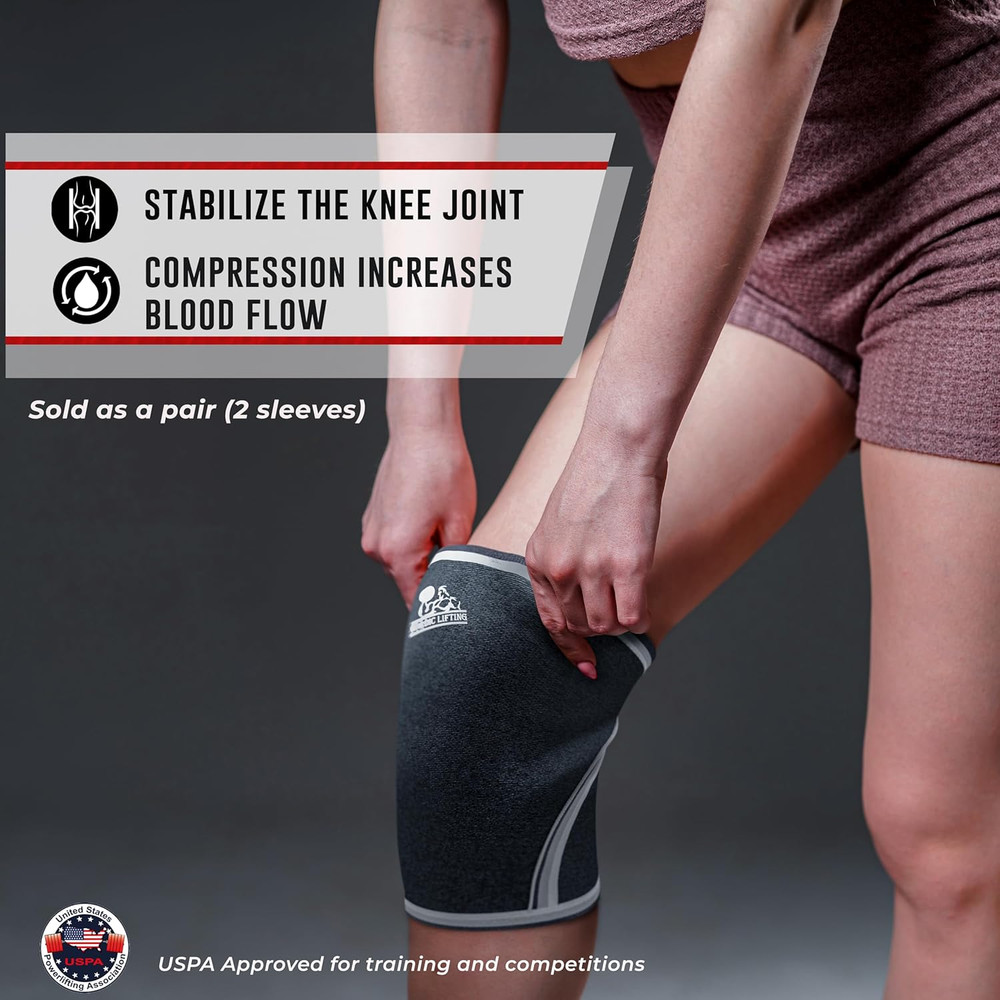 Knee Sleeves (1 Pair) Support & Compression for Weightlifting, Powerlifting & Cr