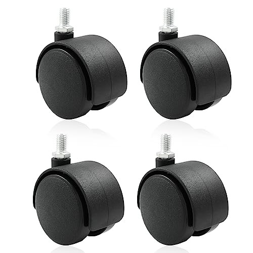 4 Pack 2 Inch Caster Wheel Replacement, M8 Threaded Stem Caster Wheels, Black