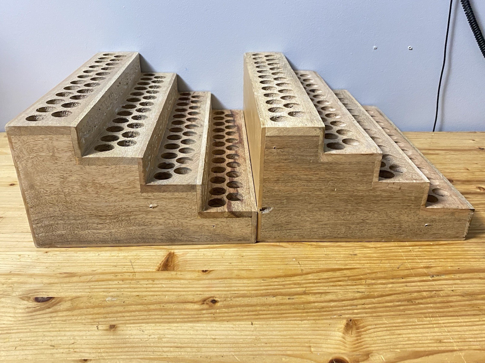 Set Of 2 Tiered Decorative Wooden Display Stands 92 Small items Ea. (184 Total)