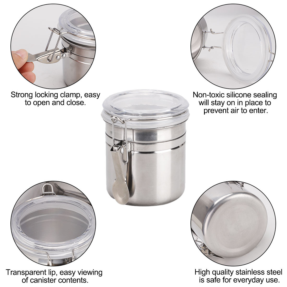 Stainless Steel Airtight Canister Kitchen Counter Food Container Storage 27oz