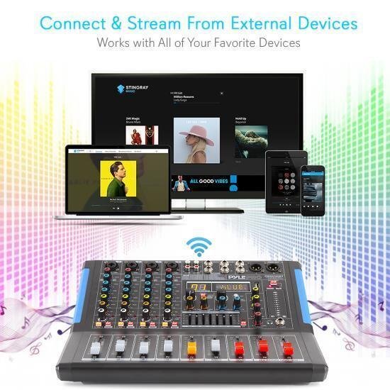 Pyle PMXU46BT Bluetooth 4 Ch. Studio DJ Controller Audio Mixer Console System