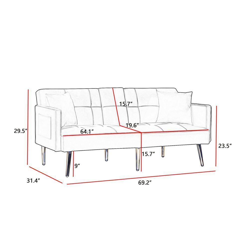 WHITE VELVET SOFA BED