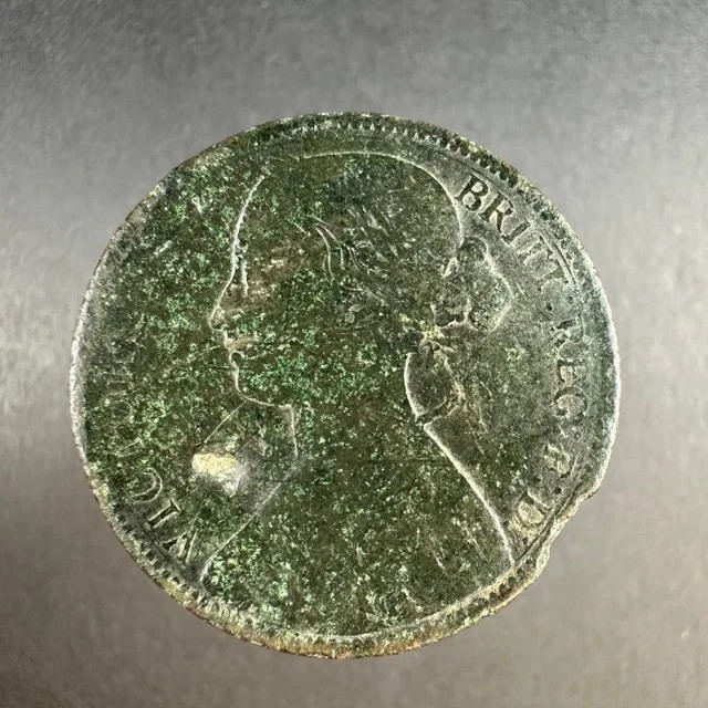 1861 UK One Penny Victoria Corroded