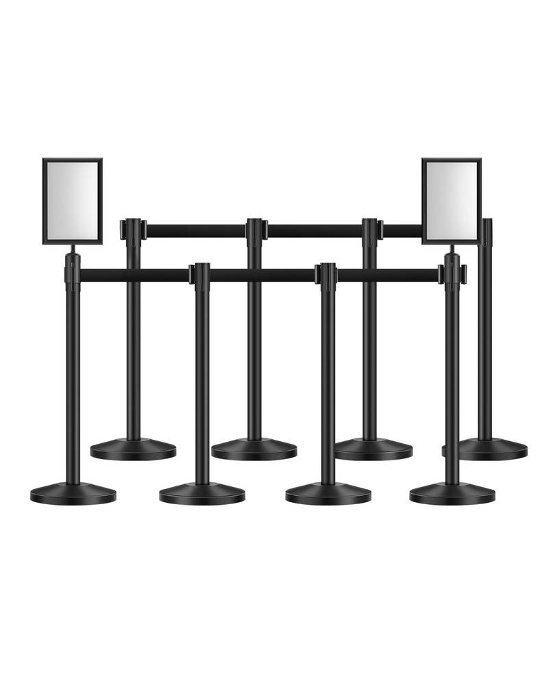 Uimoso 8Pcs Stanchion Post Crowd Control Queue Barrier 4 Retractable Belts