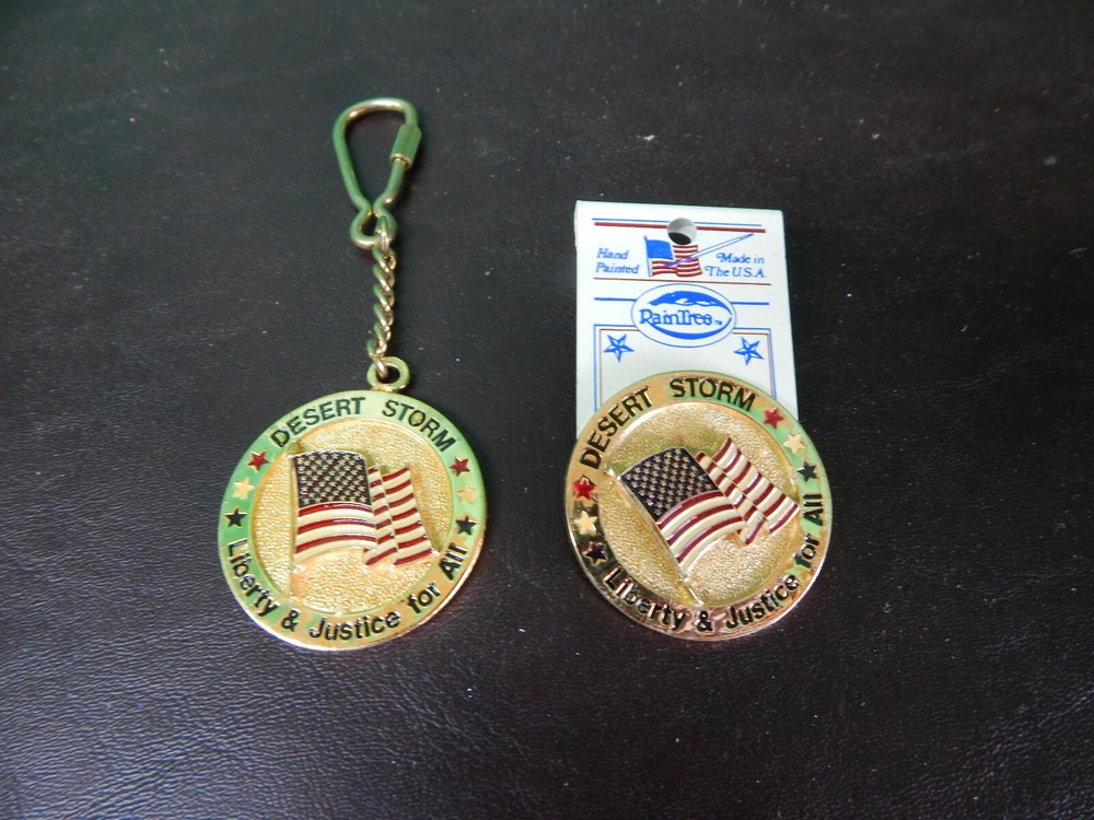 desert storm pin & key ring american flag
