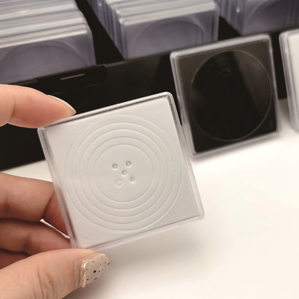 100Pcs Square Clear Coin Capsule Holder Collection Box Case Container Adjustable