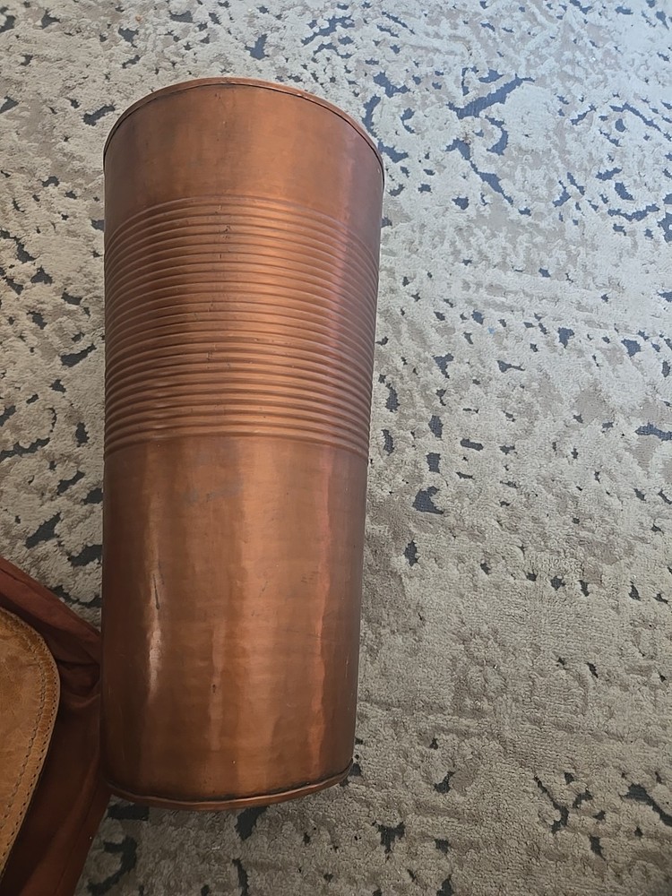 Solid Copper TAG 15x8 Vase Ribbed Design
