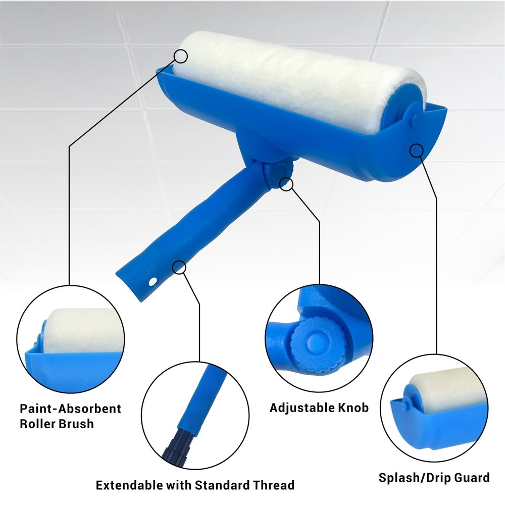 10 Inch Ceiling Paint Roller with Shield Roller and Shield with Adjustable He...