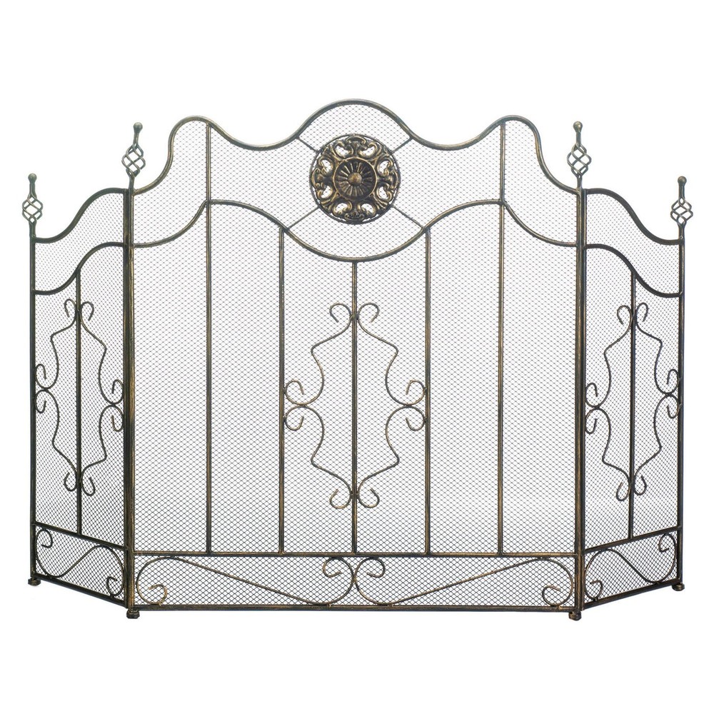 VICTORIAN STYLE BLACK FIREPLACE SCREEN