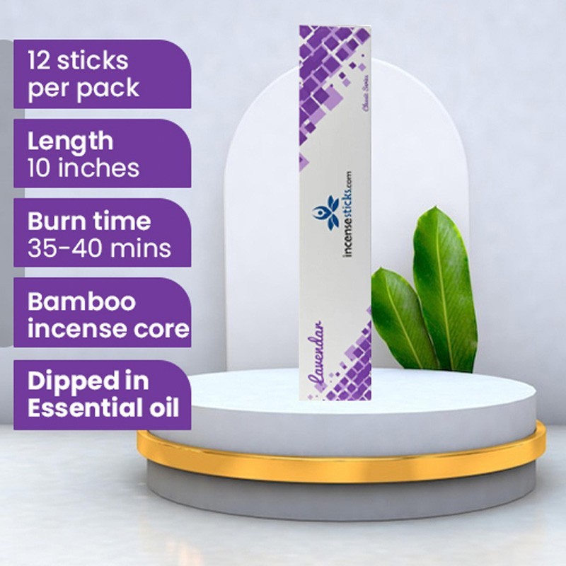 Lavender Incense 10" inch 12 Sticks Pack: 1 Pack