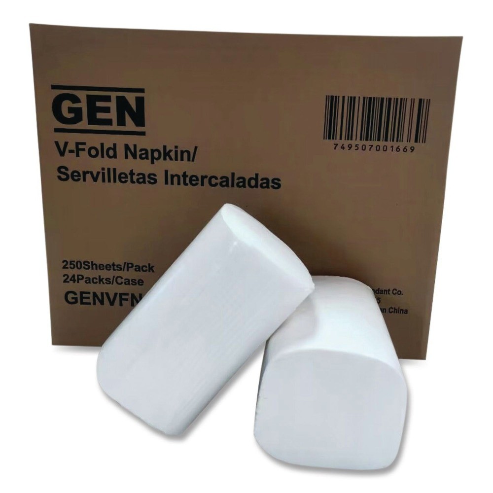 GEN VFN60002V 6.5" x 8.3" Premium V-Fold Napkins - White (250/PK, 24 PK/CT) New