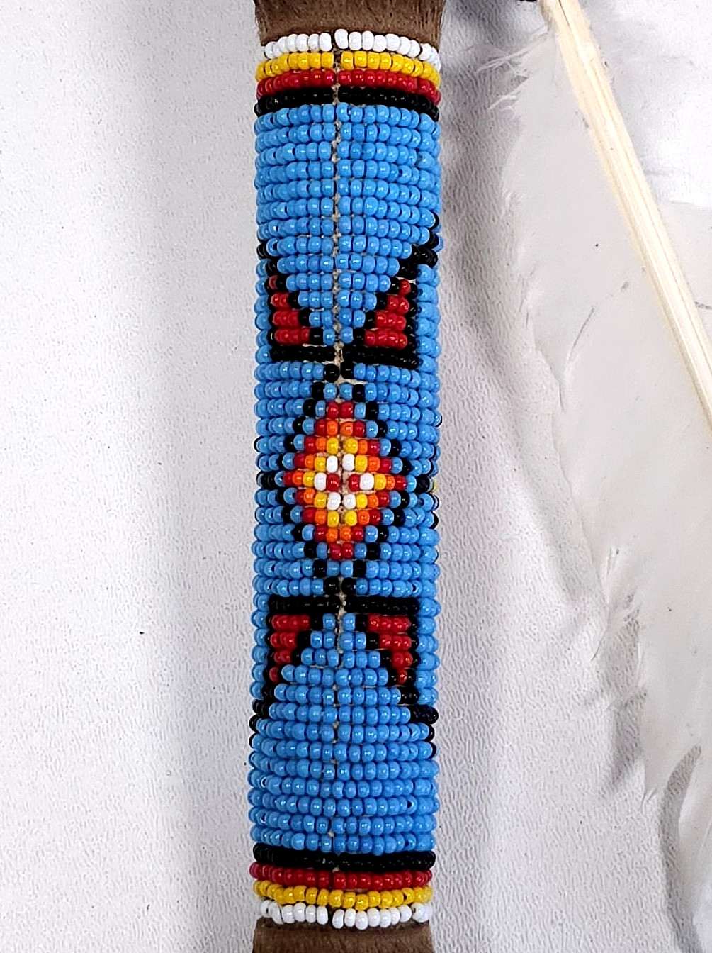 Vintage Native American Ceremonial Beaded Lance Spear 58" Indian Coup Staff