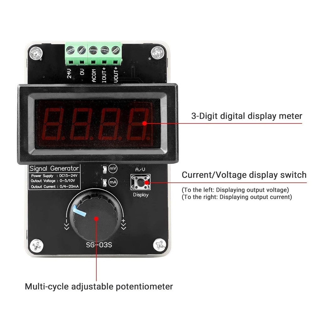 4-20mA Signal Generator Adjustable DC Voltage & Current for PLC LED Testing