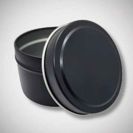 4 oz and 8 oz Matte Black Seamless Candle Tins with Lids (6-12-24-48 count)