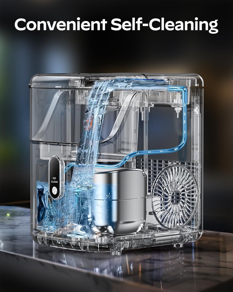 Nugget Ice Maker Countertop, HOMEZAY Pebble with Soft Chewable...