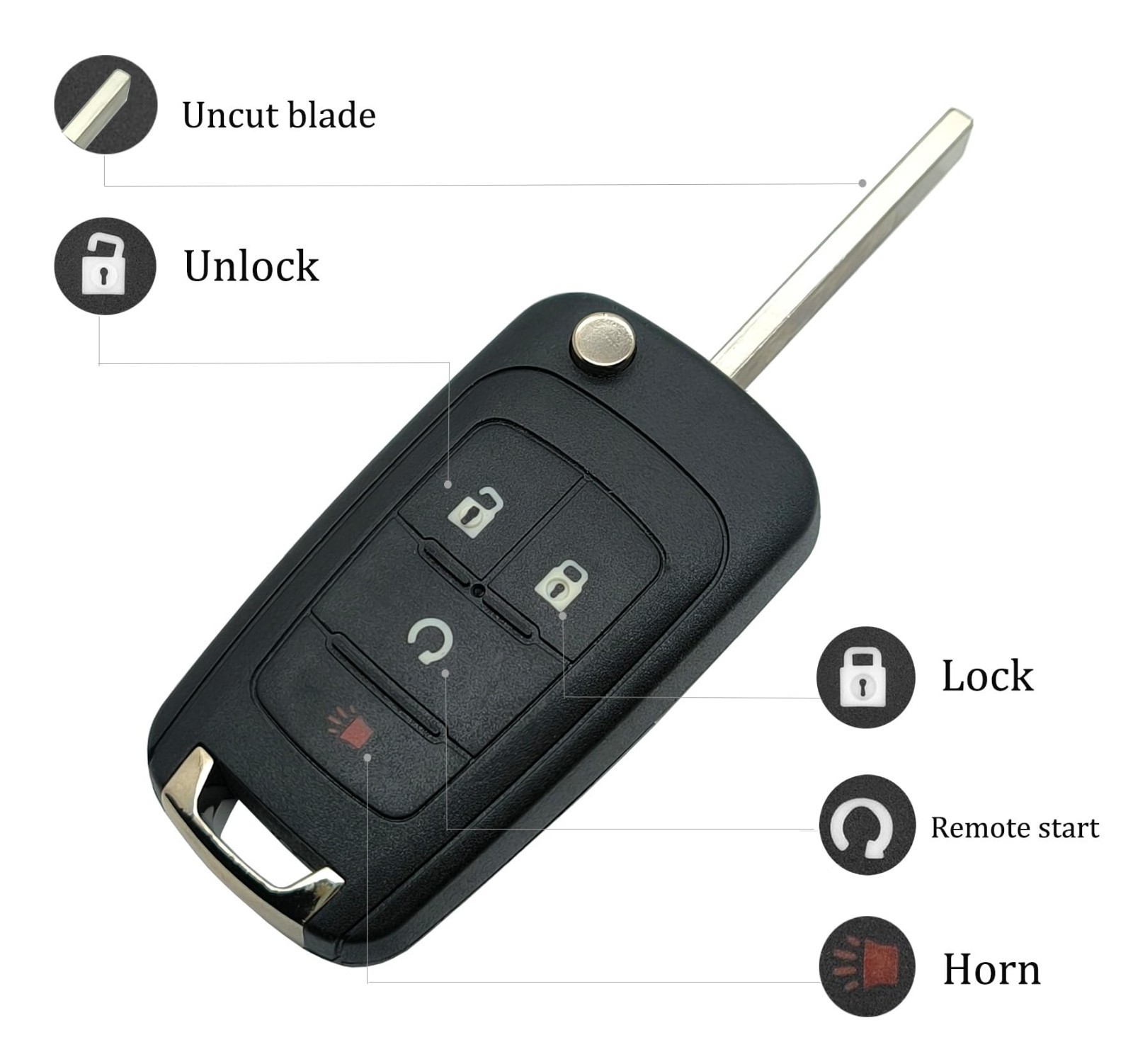 Key Fob Case Shell Replacement Fits for Chevrolet Chevy Equinox Sonic Trax Terra