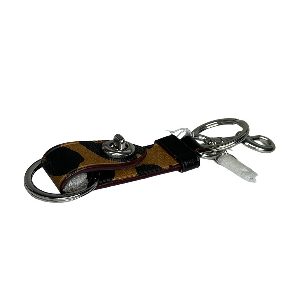 Coach Trigger Snap Bag Charm Keychain With Leopard Print