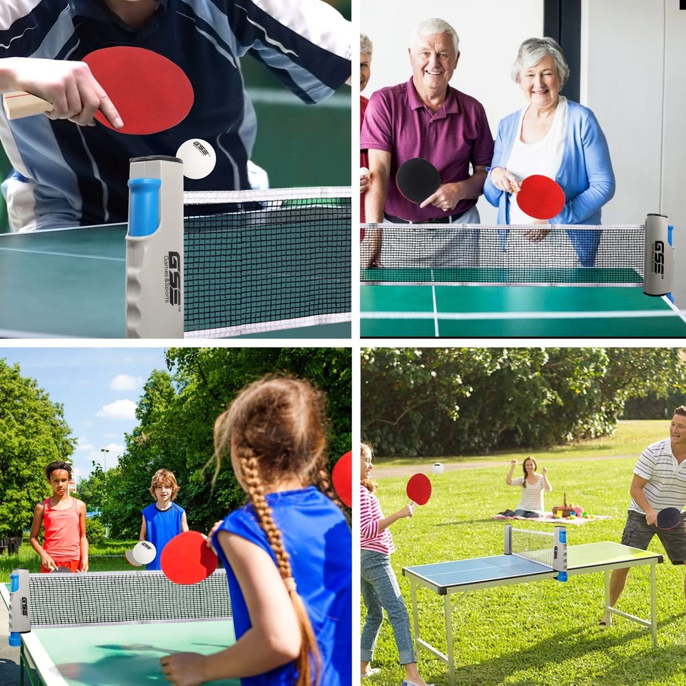 Adjustable Retractable Ping Pong Net & Posts Portable Table Tennis Clamp
