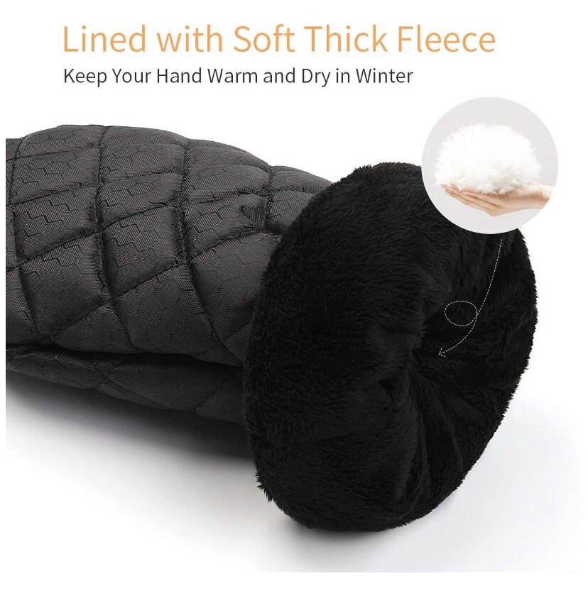 2-Pack Elastic Wristband Windscreen Ice Scraper Mitts Waterproof - Black