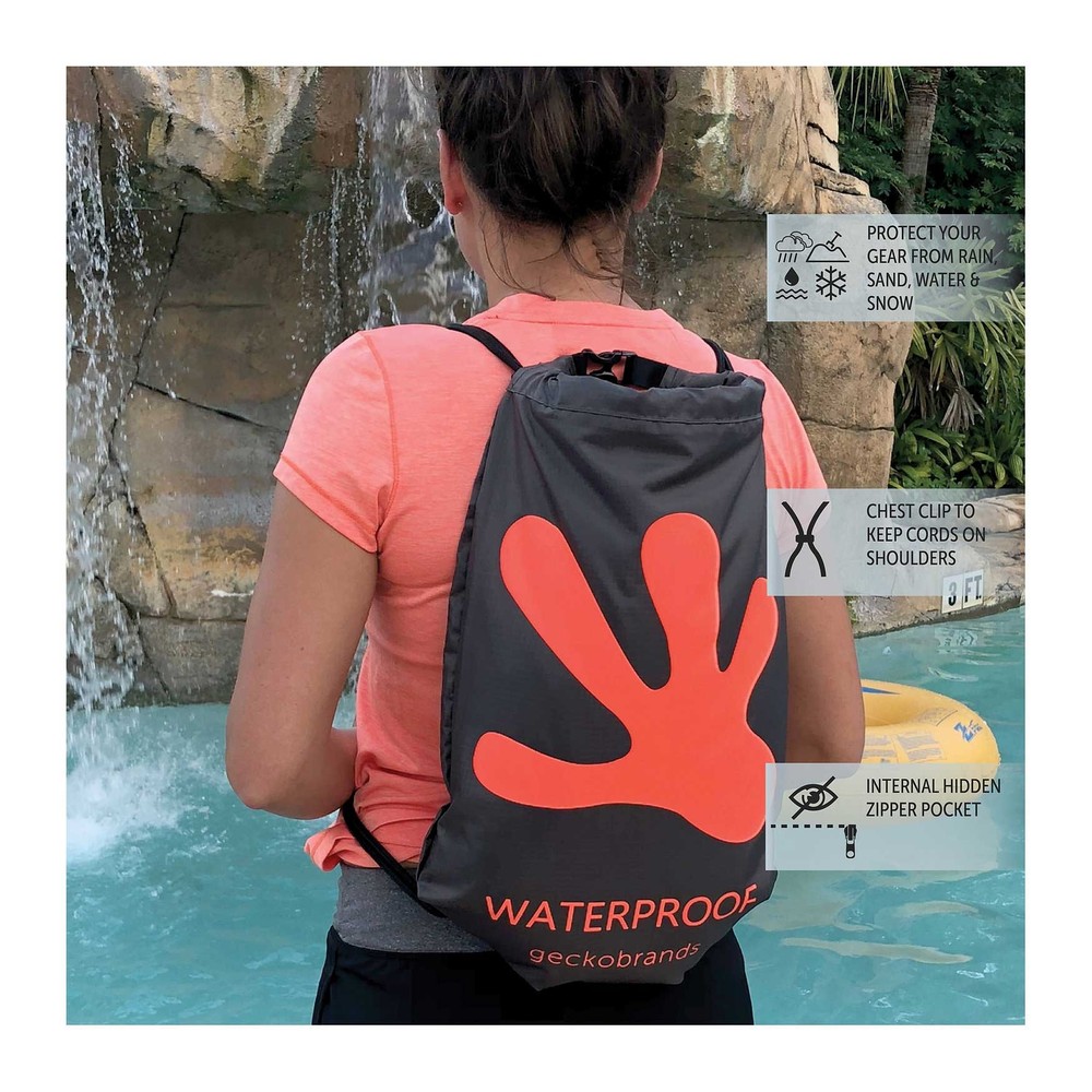 Geckobrands Drawstring Waterproof Backpack
