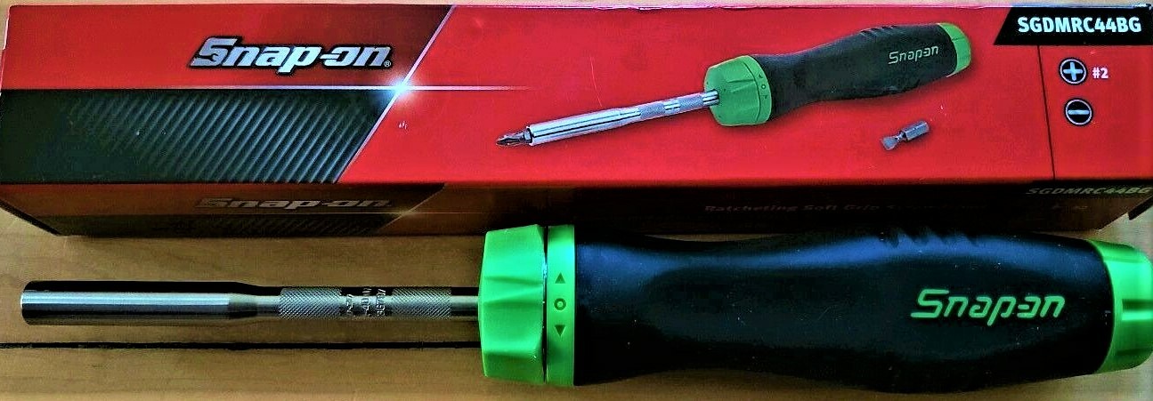 NEW Snap-on GREEN Ratcheting Screwdriver SGDMRC44BG *GREEN SOFT HANDLE* NIB!