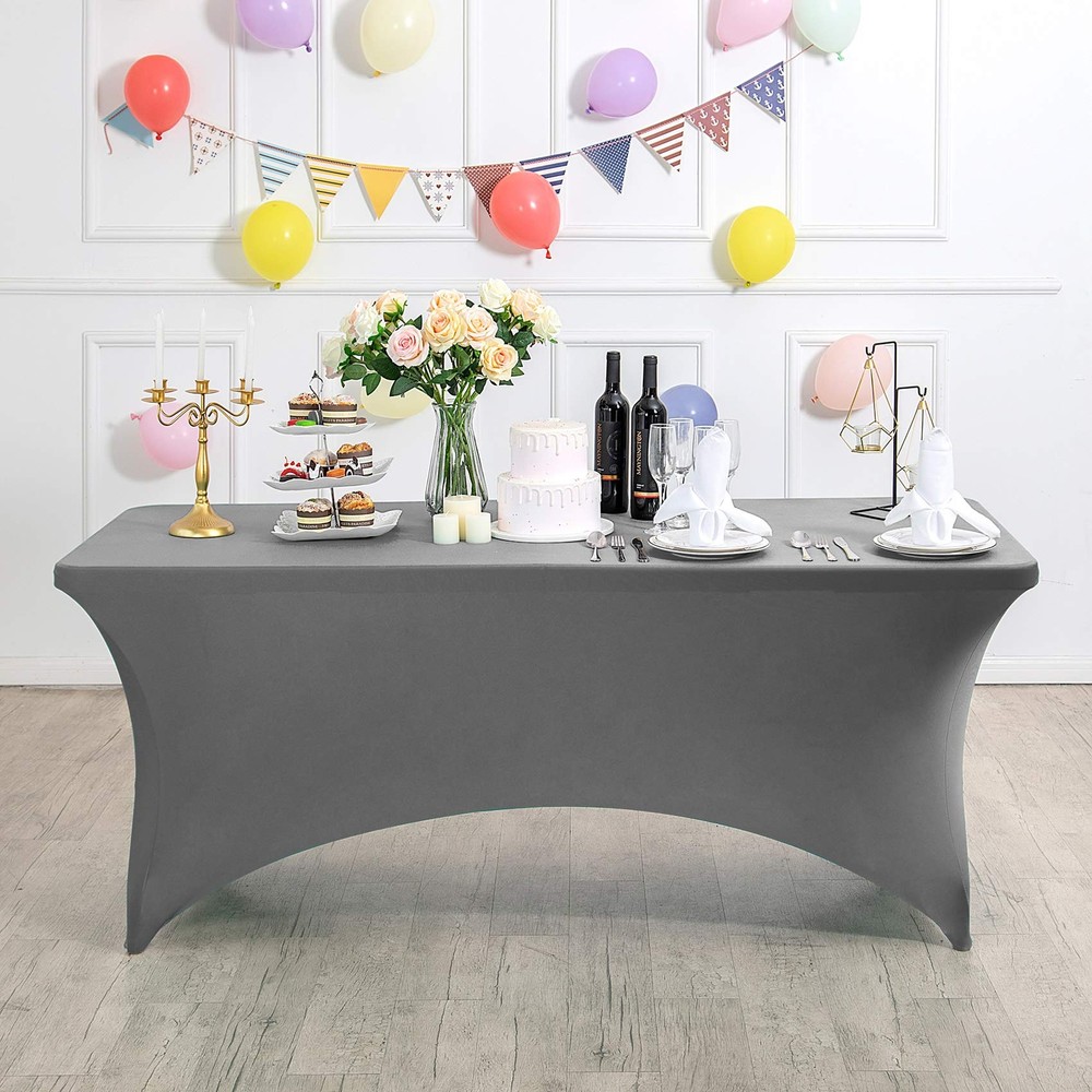 2Pack Spandex Table Cover for 8FT Table Universal Fitted Stretch Tablecloth f...